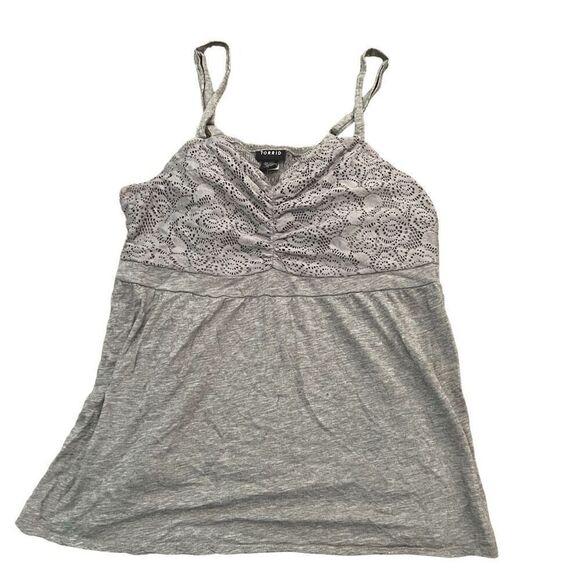 TORRID Grey Spaghetti Strap Lace Tank Size 1 (1X) - Picture 1 of 6